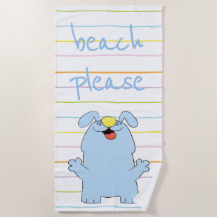 Toalha De Praia Beach Dog Blue "Beach Please"