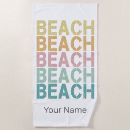 Toalha De Praia Beach Retro Lettering Vintage Holiday Summer