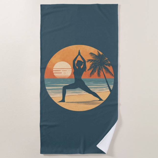 Toalha De Praia Beach Sunset Yoga Silhouette | Coastal Yogi Life (Frente)