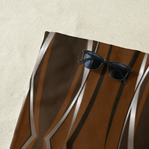 Toalha De Praia Beach Towel - Brown Silver Retro