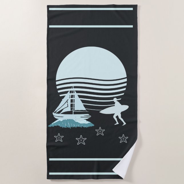 Toalha De Praia Beach Towel com paisagem de Boat Beach (Frente)