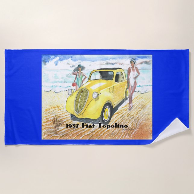 Toalha De Praia Beach Towel de 1937 Fiat Topolino (Frente)
