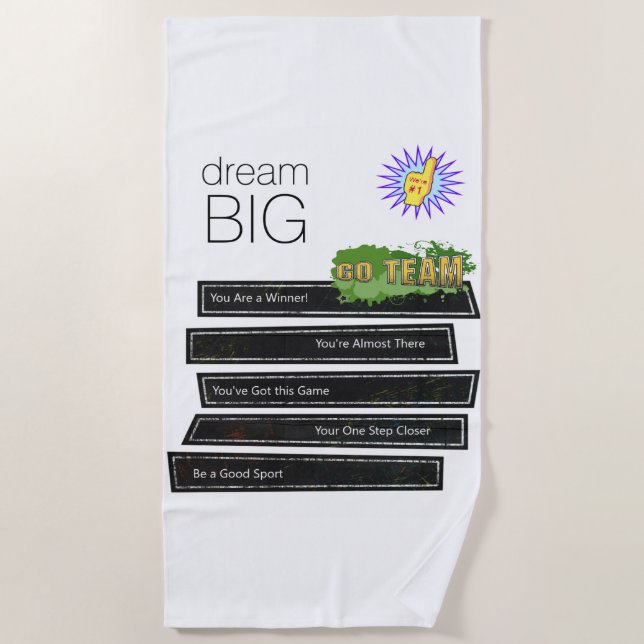 Toalha De Praia Beach Towel Dream Big Sports (Frente)