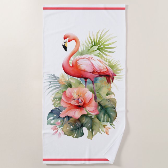 Toalha De Praia Beach Towel Flamingo (Frente)