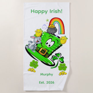 Toalha De Praia Beach Towel Happy St. Patrick's Day Rabbit