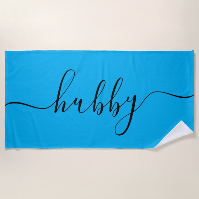 Toalha De Praia Beach Towel - Hubby Light Blue (Frente)
