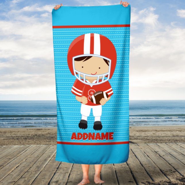 Toalha De Praia Beach Towel para crianças com futebol e nome perso (Criador carregado)