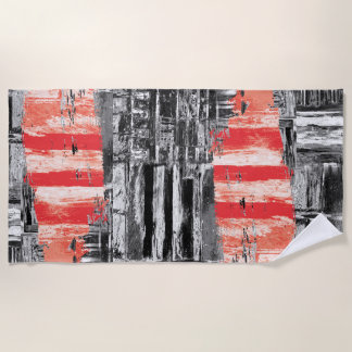 Toalha De Praia Beach Towel – Red Pulse Abstract Design