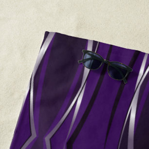 Toalha De Praia Beach Towel - Retro Prateado Roxo