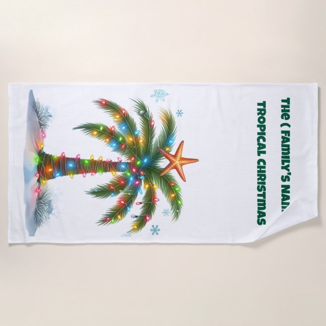 Toalha De Praia Beach Towel-Tropical Christmas Beach Towel (Frente)
