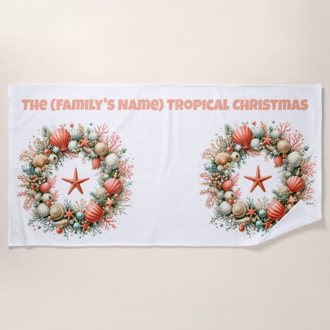 Toalha De Praia Beach Towel-Tropical Christmas Beach Towel (Frente)
