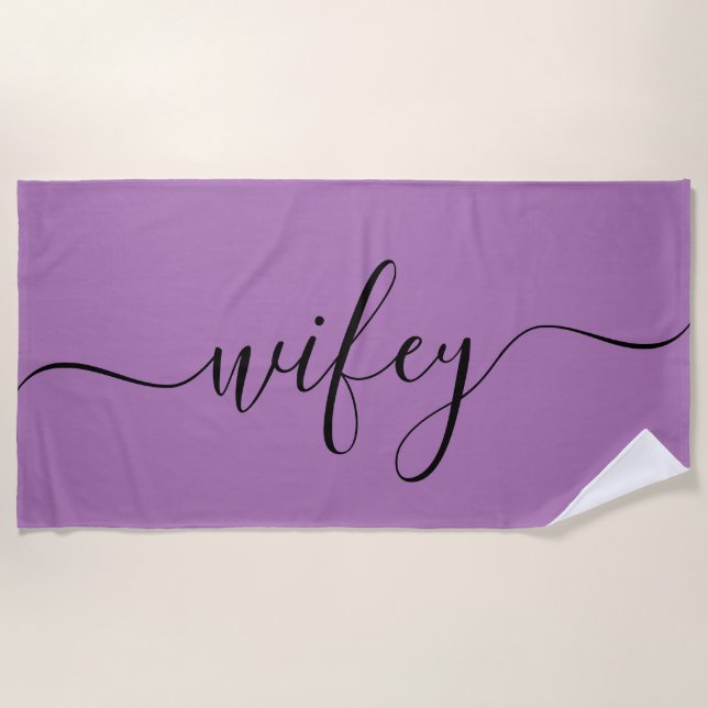 Toalha De Praia Beach Towel - Wifey Lavanda (Frente)