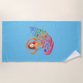 Toalha De Praia Beach Towel Yoga Meditation Rainbow Woman Silouete