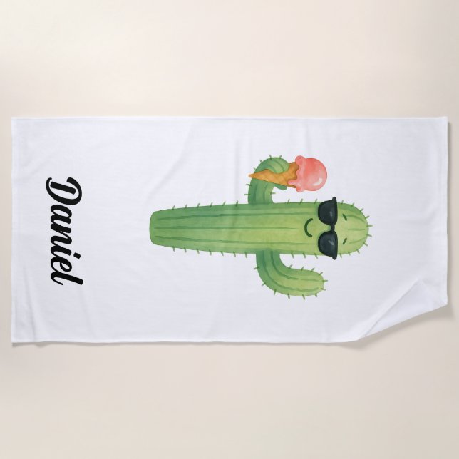 Toalha De Praia Beach Vibes Cactus Beach Towel (Frente)