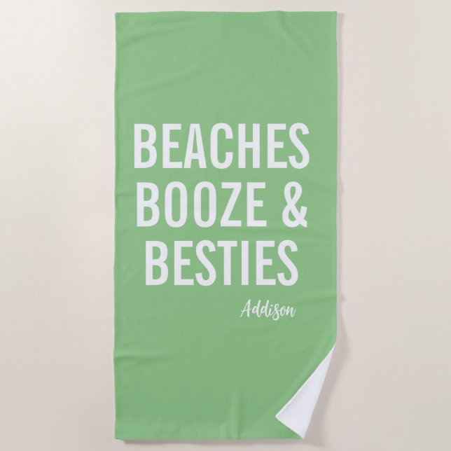 Toalha de Praia Beaches Booze & Besties (Frente)