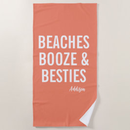 Toalha de Praia Beaches Booze & Besties Orange