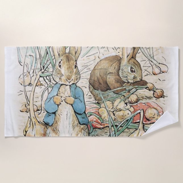 Toalha De Praia Beatrix Potter Peter Rabbit E Benjamin Bunny (Frente)
