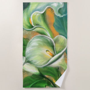 Toalha De Praia Beautiful Calla Lily Flower Beach Towel - Painting