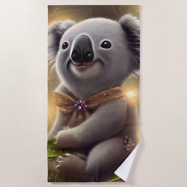 Toalha De Praia Bebê Adorável Sorrindo Urso Koala (Frente)