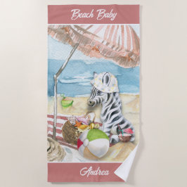 Toalha De Praia Bebê Zebra Personalizada Beach Blanket