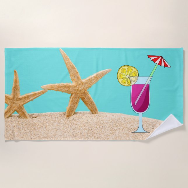 Toalha De Praia Bebida tropical starfish Beach Towel (Frente)