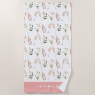 Toalha De Praia Bebidas modernas cor-de-rosa, praia de festa de so