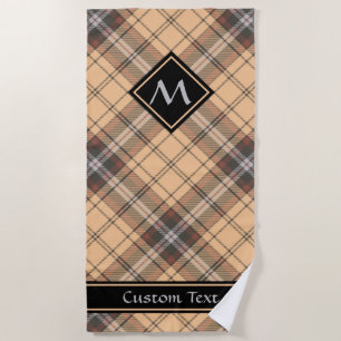 Toalha De Praia Beige e Brown Tartan