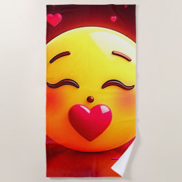 Toalha De Praia Beijar Emoji Soprando Corações
