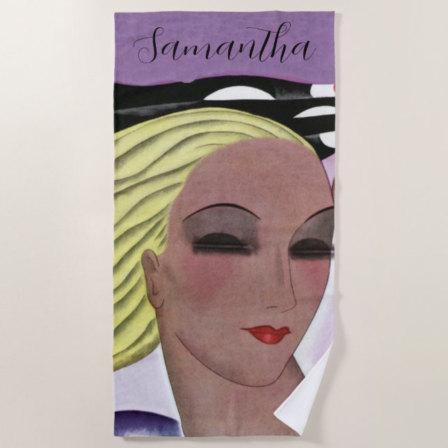 Toalha De Praia Bela Senhora Loura (Personalizar) (Frente)