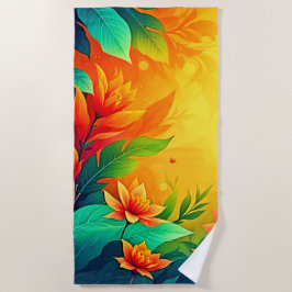 Toalha De Praia Beleza Floral Abstrato vibrante