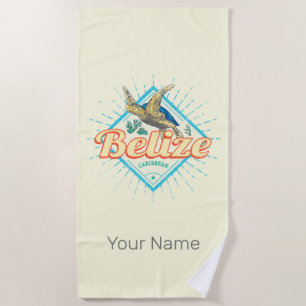 Toalha De Praia Belize Caribe Tartaruga Retroativa Vintage Souveni