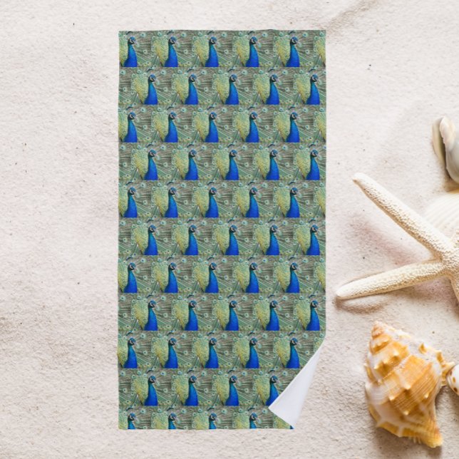 Toalha De Praia Belo Padrão de Pavão Azul (In Situ Beach)