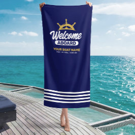 Toalha De Praia Bem-vindo a bordo com nome de barco personalizado 