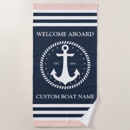 Toalha De Praia Bem-vindo ao Nome do Barco - Coral do Marinho Pers