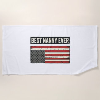 Toalha De Praia Best Nanny Ever Patriotic Vintage Flag Shirt Desig