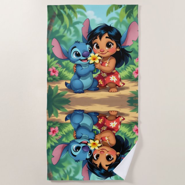Toalha De Praia Beste Freunde fürs Leben – Lilo & Stitch   (Frente)