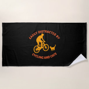 Toalha De Praia bicicleta e gato