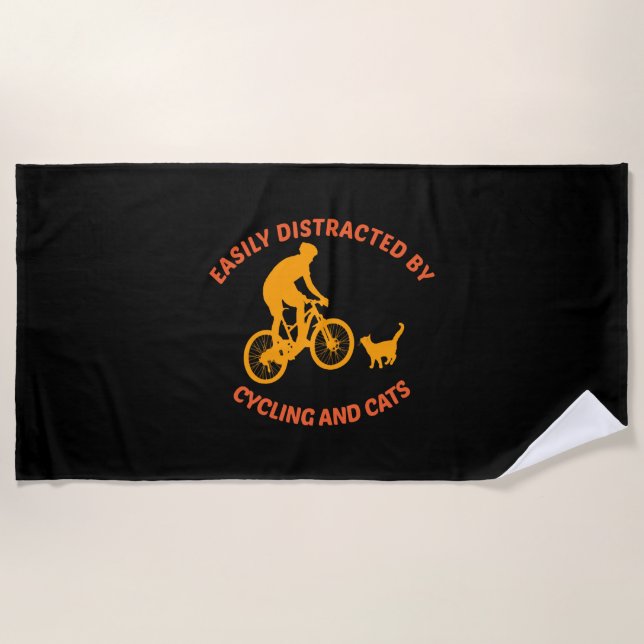 Toalha De Praia bicicleta e gato (Frente)