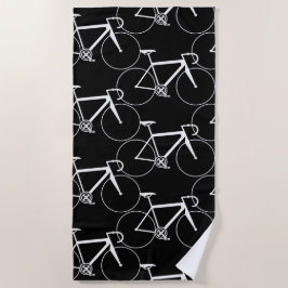 TOALHA DE PRAIA BICICLETAS MOTIF DE RACO BRANCO E NEGRO