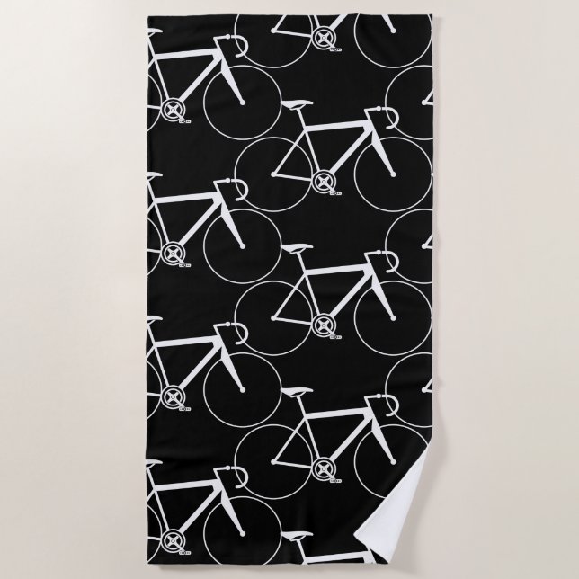 TOALHA DE PRAIA BICICLETAS MOTIF DE RACO BRANCO E NEGRO (Frente)