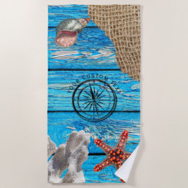 Toalha De Praia Bico-estrelado de madeira azul-russo