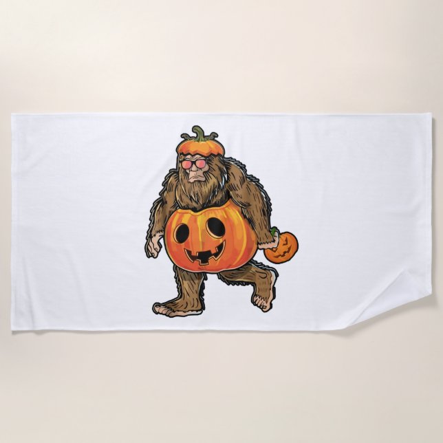 Toalha De Praia Bigfoot Halloween Pumpkin halloween (Frente)