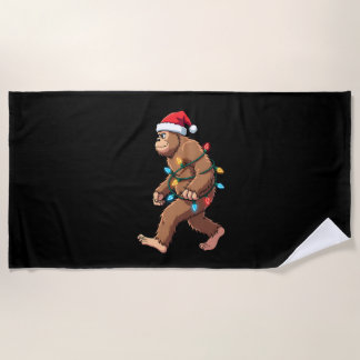 Toalha De Praia Bigfoot Santa Christmas Tree Lights Xmas Boys Men