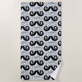 Toalha De Praia Bigode Azul Cinza Preto Engraçado Humor Eu