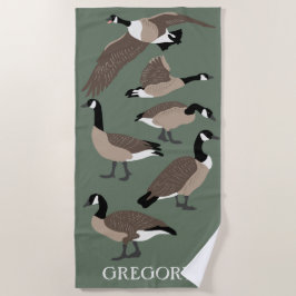 Toalha De Praia Bird Lovers Canada Geese Ilustração Personalizada