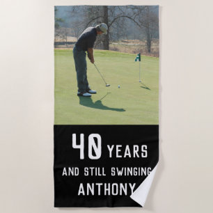 Toalha De Praia Birthday Golfer Funny 40th feliz Foto de Par
