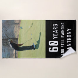 Toalha De Praia Birthday Golfer Funny 60th feliz Foto de Par