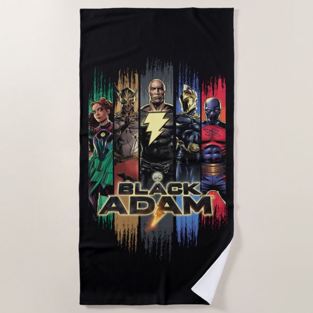 Toalha De Praia Black Adam Characters In Stripes Graphic (Frente)