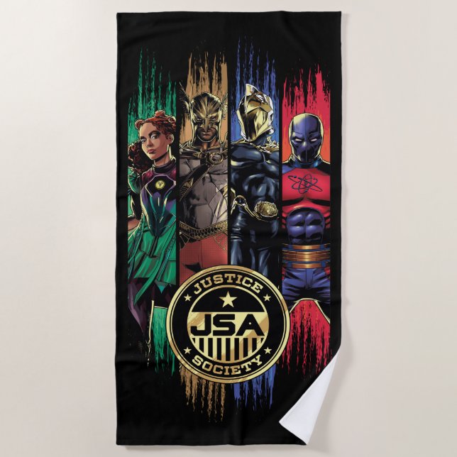 Toalha De Praia Black Adam Justice Society Heroes In Stripes (Frente)