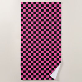 Toalha De Praia Black and pink checkerboard pattern